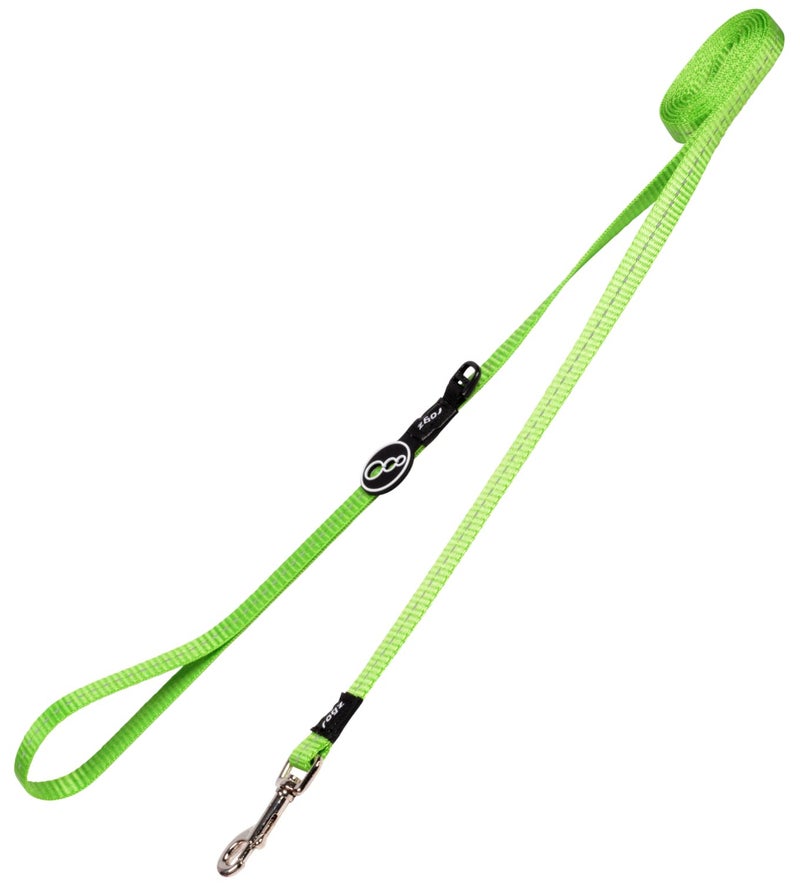 Rogz Reflective Dog Leash for Small Dogs, 3/8" wide, 6' long, Green - Image 1